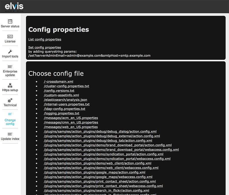 The Config Properties page