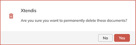 The message to confirm that a document needs to be permanently deleted