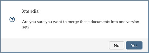 A message asking to confirm that document versions need to be combined