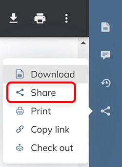 The Copy link option in the Share options menu of a document