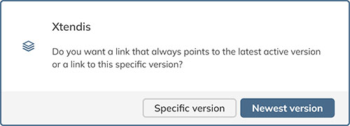 The message asking wich version of a document to copy when copying a link to the document