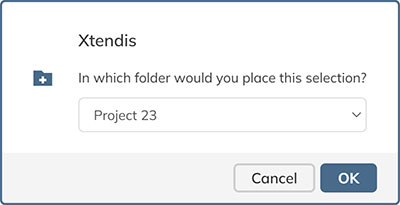 The dialog for choosing the folder to move documents to