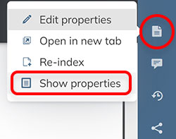 The Show properties option in the Document menu