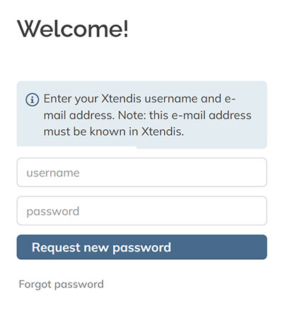 The Request new password dialog.