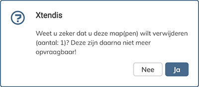 Bij het verwijderen van een map verschijnt er een bericht waarin u wordt gevraagd de actie te bevestigen