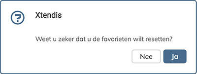 Bij het verwijderen van favorieten verschijnt er een bericht waarin u wordt gevraagd de actie te bevestigen