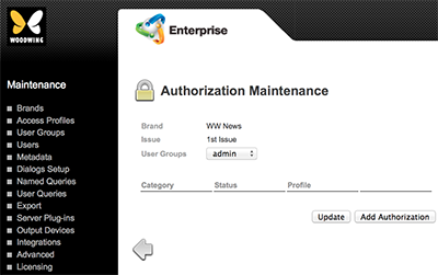 The User Authorizations page