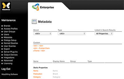 The Metadata Maintenance page