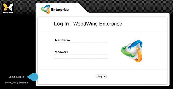 The version number in the Enterprise Server Log In screen