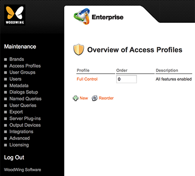 The Overview of Access Profiles page