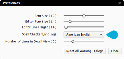 The Spell Checker Language list in the Content Station preferences