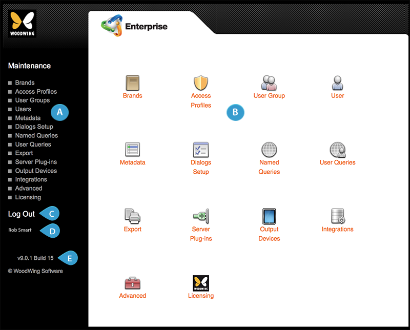 The main screen of Enterprise Server
