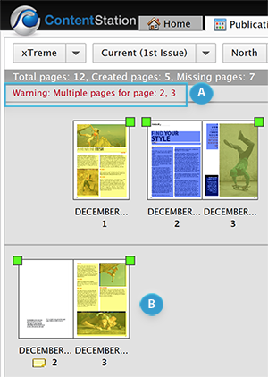 Multiple pages displayed in the Publication Overview