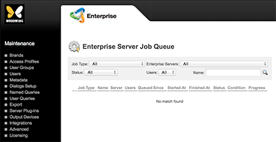 The Enterprise Server Job Queue page
