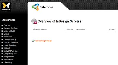 The Overview of InDesign Servers page.ac