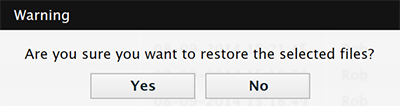 Confirmation message for restoring files