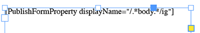 An InDesign text frame with a variable inserted