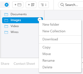The context menu of a folder.
