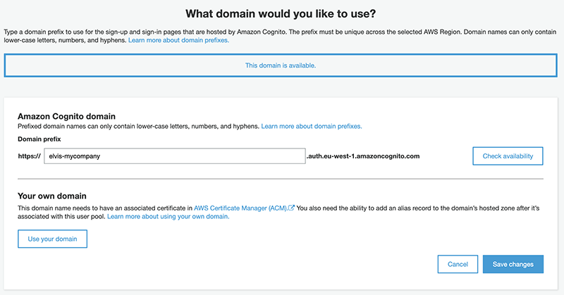The domain name page.