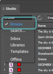 The Browse option in the menu.