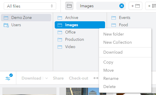 The context menu of a folder.