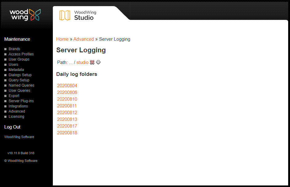 Daily server logging directories