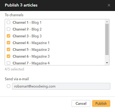 Publishing multiple Digital articles to multiple channels